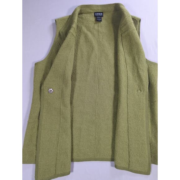 Nomadic Traders Womens Vest L Green 100 Wool Sleeveless Button Front Sweater - Picture 7 of 10